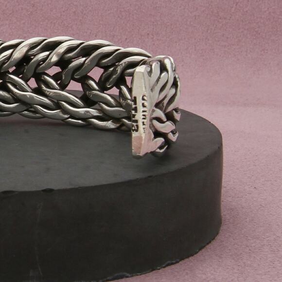 taxco mexico sterling silver vintage braided cuff bracelet size 6.75in - Picture 3 of 3